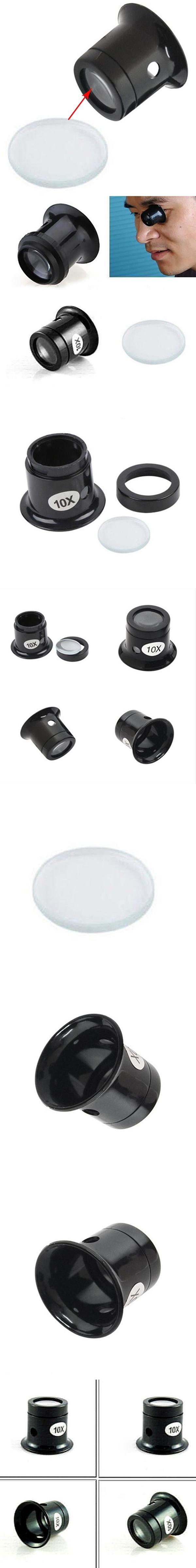 1pc Black Round 10X Eye Loupe Jeweler Eyepiece Diamond Magnifying Glass